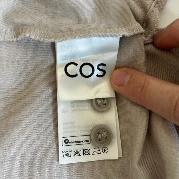 COS Long Sleeve Shirt Mens L 100% Cotton Beige Minimalist Regular Fit Neutral - Picture 7 of 9